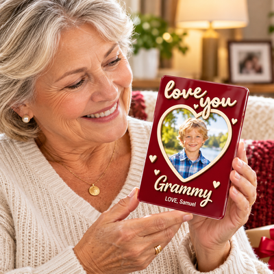 Personalized Love You Grammy Photo Magnet Frame, Custom Family Keepsake for Grandma