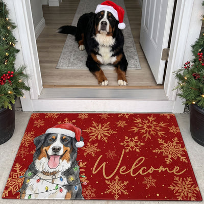 Custom Pet Portrait Watercolor Art Snowflake Christmas - Personalized Doormat