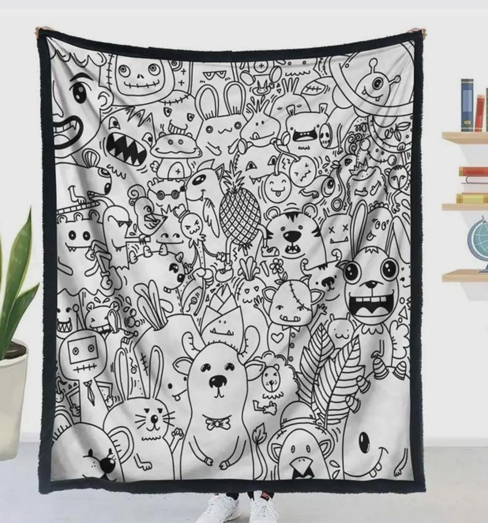 DIY Drawing Blanket with 24 Colors Markers, Doodle Your Own Blankets, Customizable Washable Paint & Play Blankets for Adults