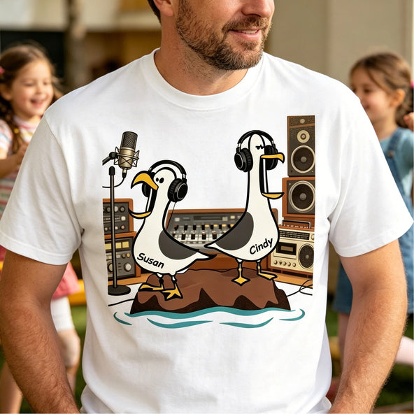 Seagull Dad! Dad! Dad! Custom Kids Name - Personalized Shirt - Funny Father's Day Gift For Dad, Husband