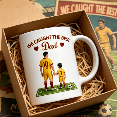 We Caught The Best Dad Personalized Soccer Mug – Funny Father’s Day Gift