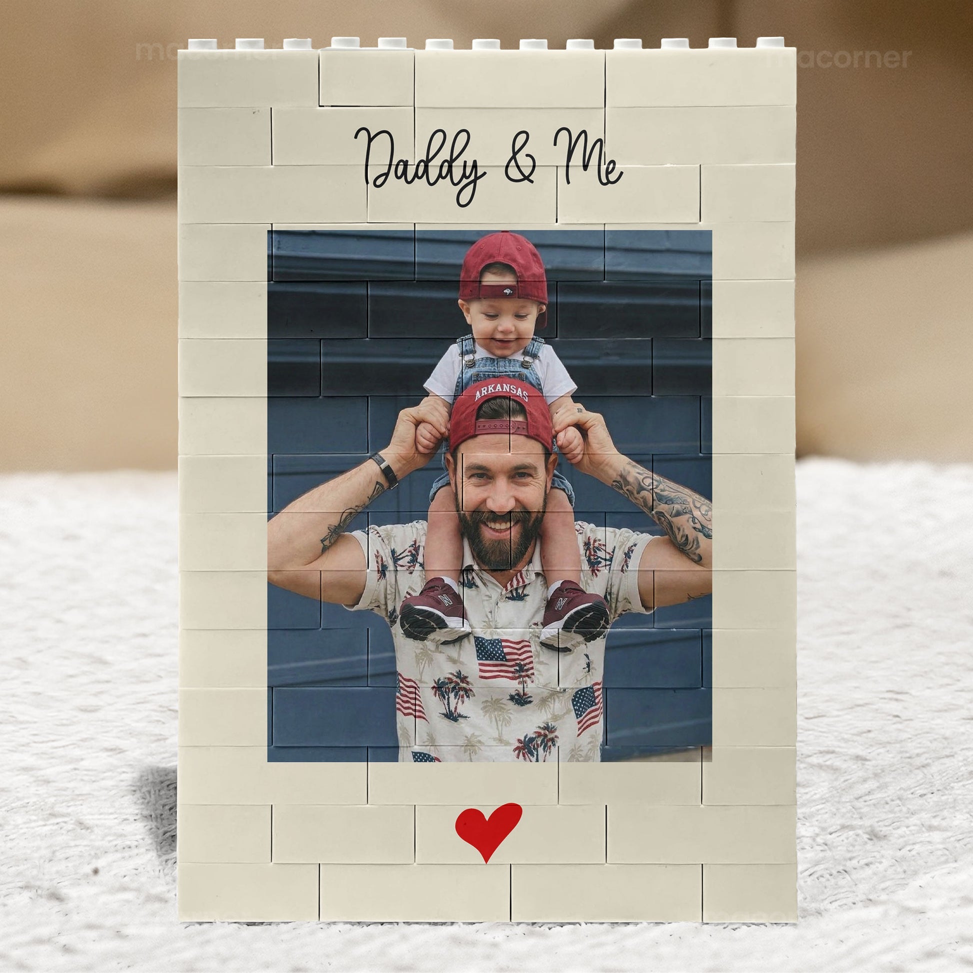 Father's Day Gifts, Daddy & Me Father's Day Gift For Dad, Husband - Personalized Rectangle Building Brickow Luck We Are - Personalized Photo Rectangle Building Brick