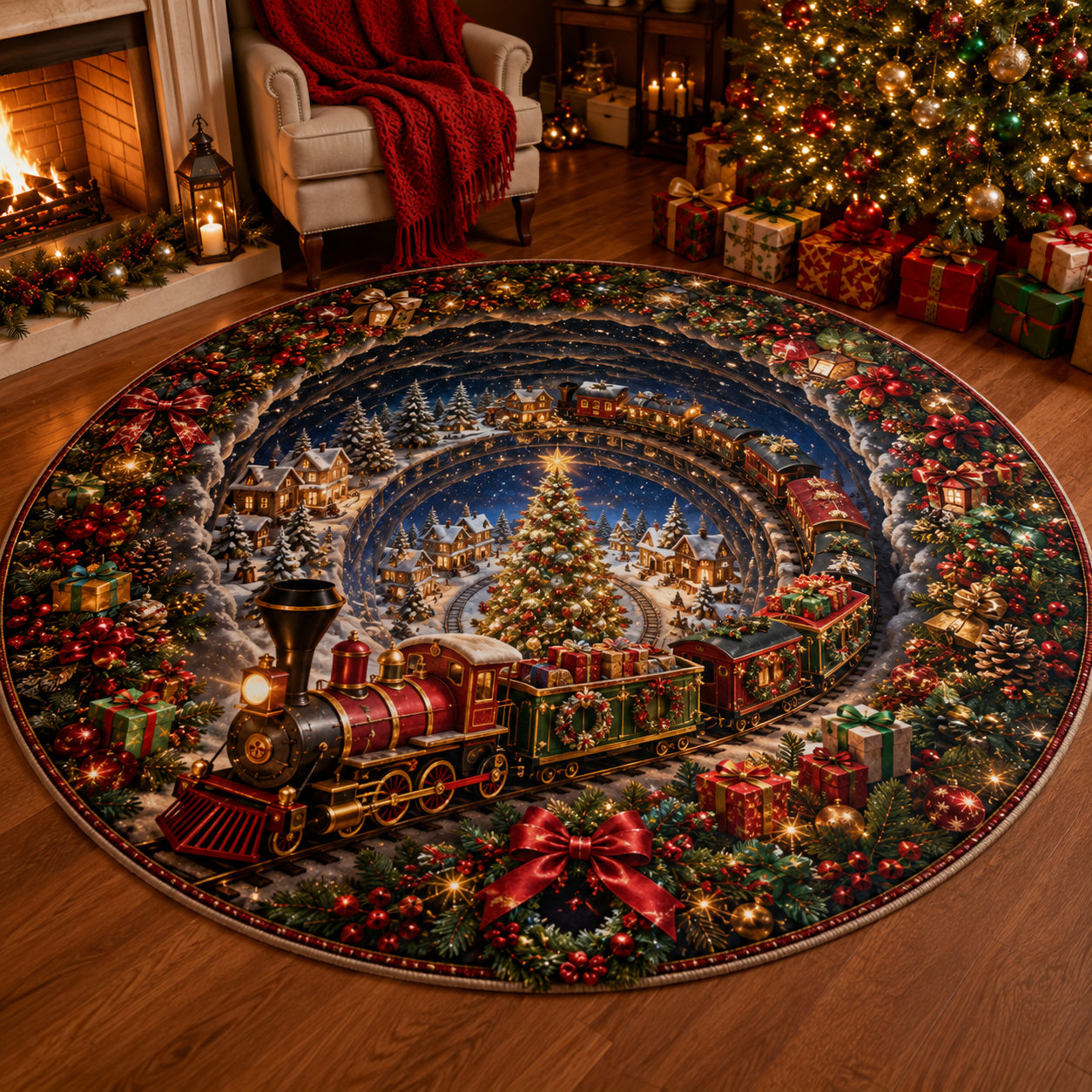 Halloween 3D Vortex Optical Illusion Round Rug, Non Slip Decorative Floor Mat, Spooky Visual Trap Design, Halloween Home Decor Gift for Family & Party Lovers