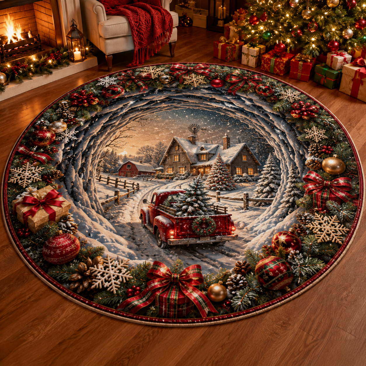 Halloween 3D Vortex Optical Illusion Round Rug, Non Slip Decorative Floor Mat, Spooky Visual Trap Design, Halloween Home Decor Gift for Family & Party Lovers
