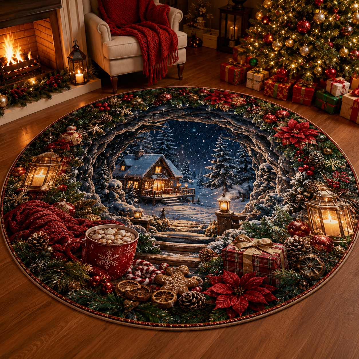 Halloween 3D Vortex Optical Illusion Round Rug, Non Slip Decorative Floor Mat, Spooky Visual Trap Design, Halloween Home Decor Gift for Family & Party Lovers