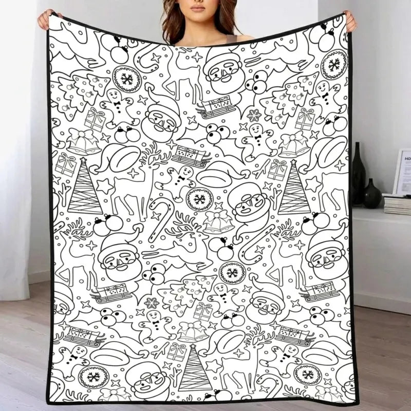DIY Drawing Blanket with 24 Colors Markers, Doodle Your Own Blankets, Customizable Washable Paint & Play Blankets for Adults
