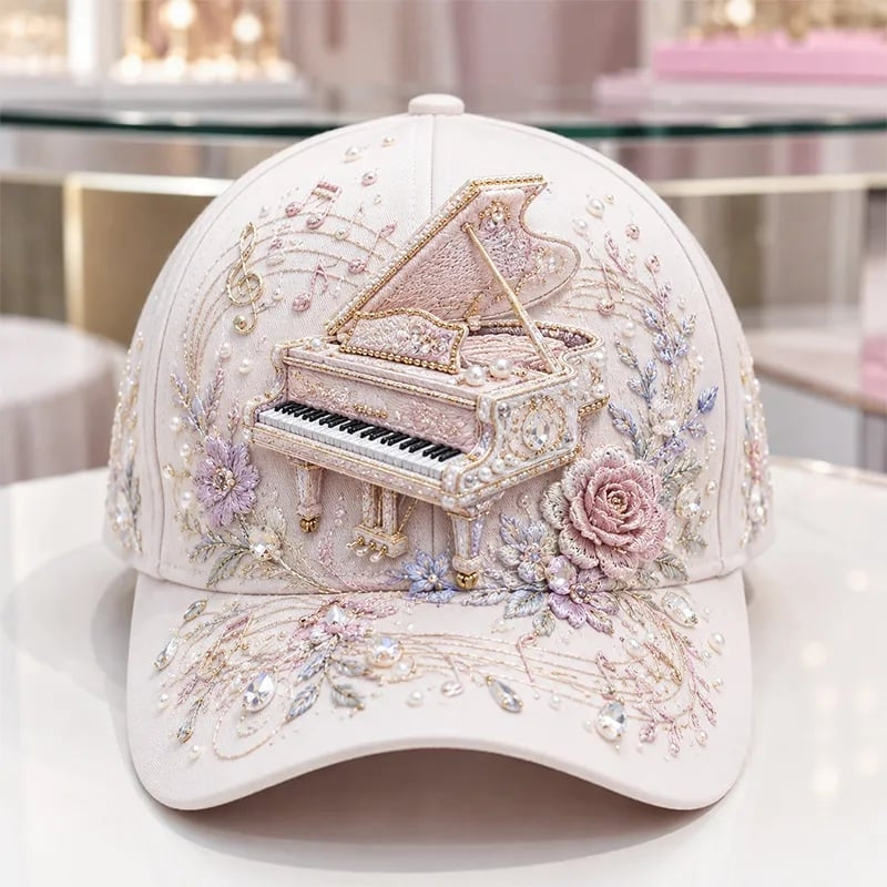 3D Music Print Baseball Cap – Floral Instrument Design for Music Festivals & Summer Outings, Gift for Women and Music Lovers