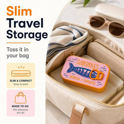 Sardines Jewelry Box – Novelty Fish Tin-Shaped Travel Jewelry Case with Playful Sardine Design for Birthday, Christmas & Vacation Gifts for Women, Girls and Fish Lovers