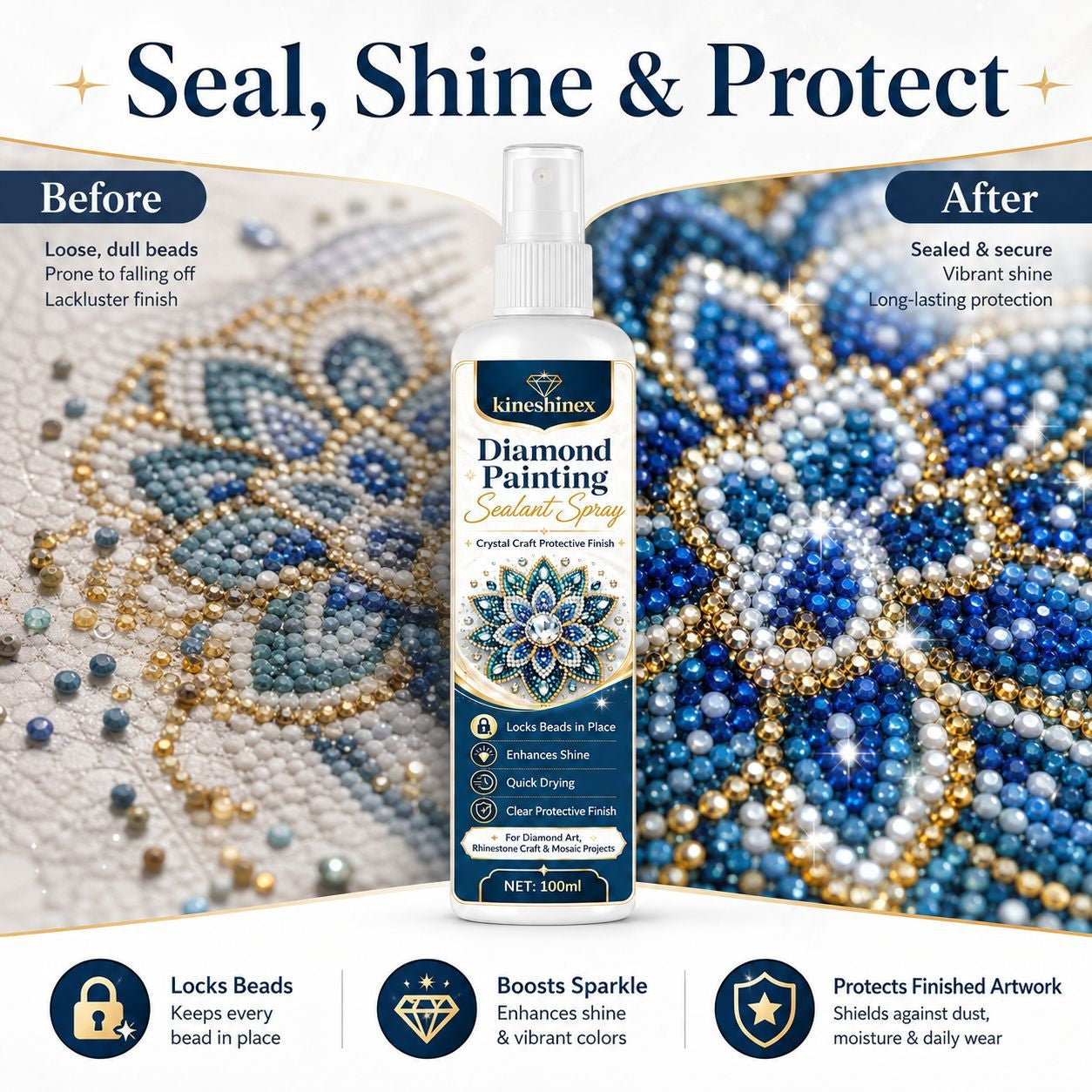 Pearl Painting Sealant Spray – Clear Gloss Quick-Dry Protective Sealer for DIY Pearl Art, Christmas Craft Gift for Pearl Painting Lovers