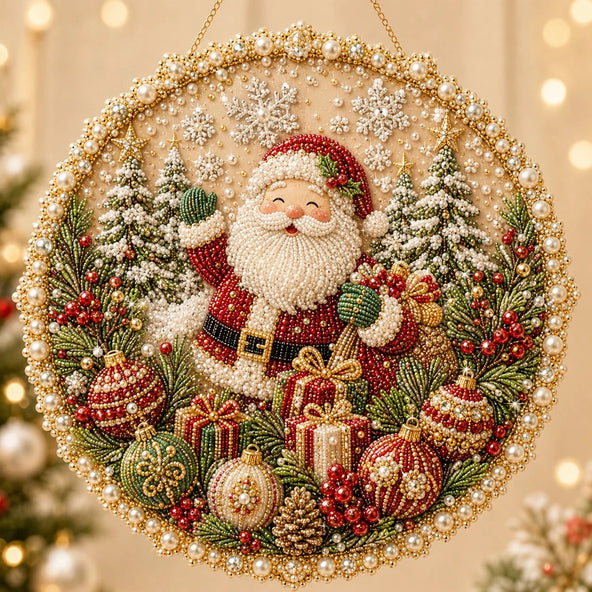 DIY Beaded Seasonal Wall‑Hanging Craft Set, Holiday Pearl Art Hanging Wreath Fun Activity, Home Wall Decor, Gift for Craft Lovers/Friends