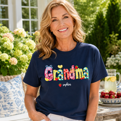 Comfort Colors Custom Gigi Shirt for Grandma, Personalized Family Name T Shirt, Summer Fruit Graphic Tee with Kids Names