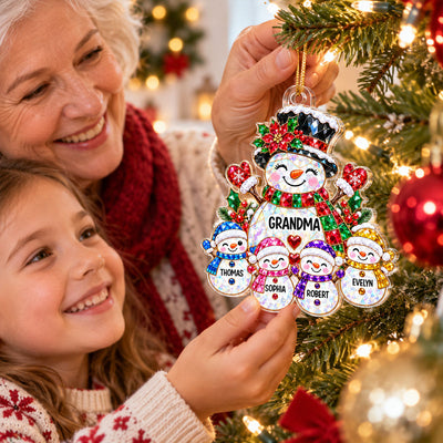 Grandma's Little Snowmen - Personalized Acrylic Ornaments - Christmas Gift For Grandma, Grandkids