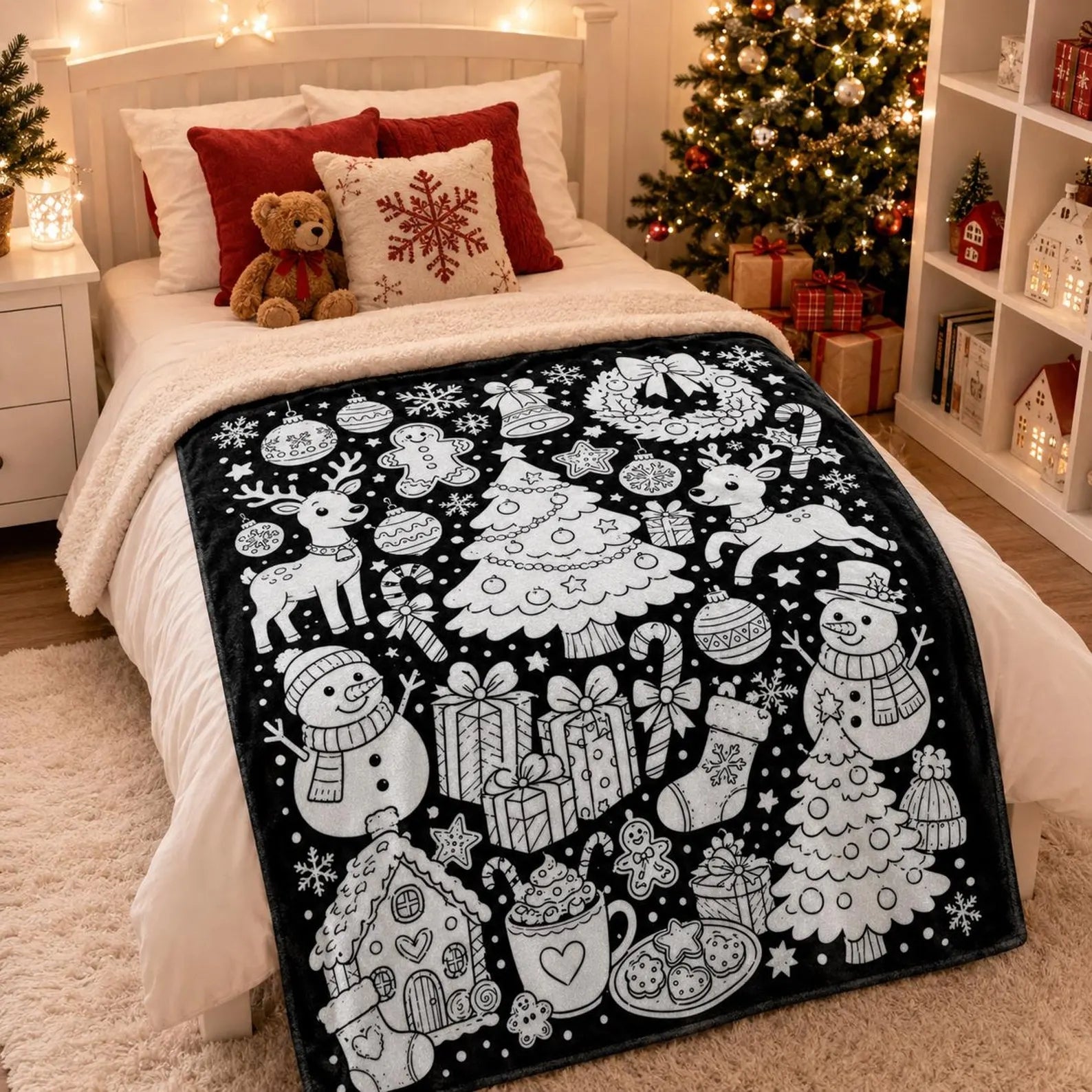 DIY Drawing Blanket with 24 Colors Markers, Doodle Your Own Blankets, Customizable Washable Paint & Play Blankets for Adults