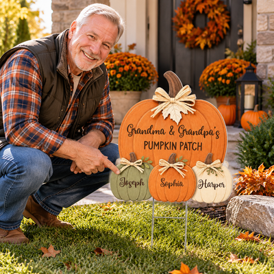 Cozy Rustic Fall Vibe Grandpa Grandma's Pumpkin Patch - Personalized Yard Sign - Fall Decor For Grandparents