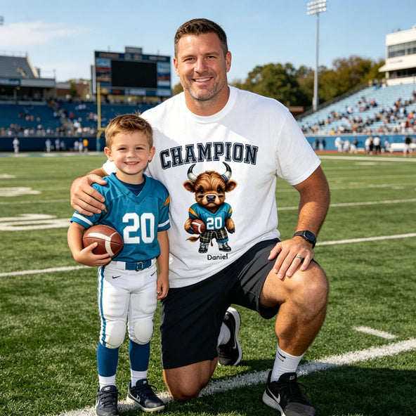 Personalized American Football Dad Shirt – Custom Kids Name Father’s Day Gift