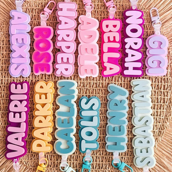 Personalized Name 3D Printed Two-Color Backpack Tag Keychain