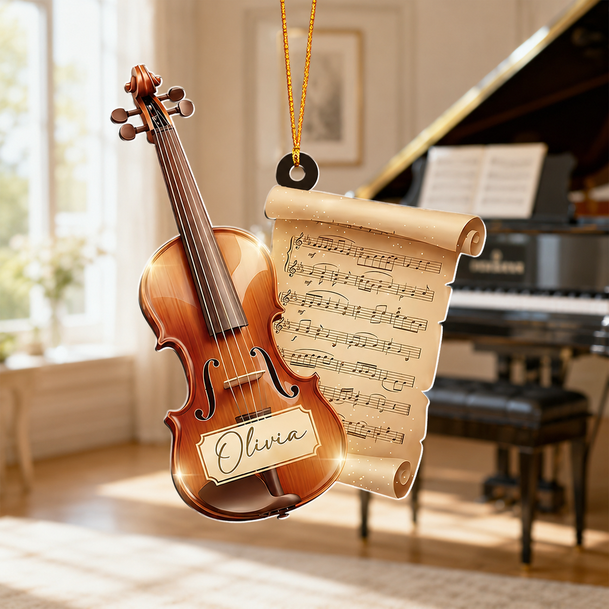 Custom Name Personalized Violin Ornament, Music Lover Gift