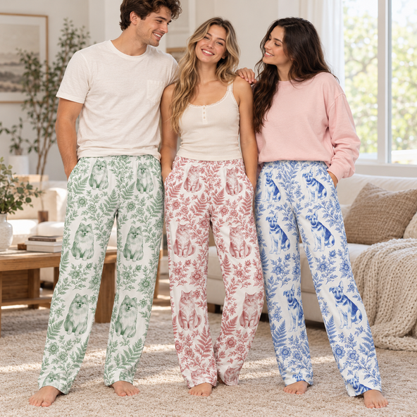 Custom Photo Pet Portrait Pajama Pants, Personalized Watercolor Pet Print Lounge Pants, Gift for Her, Pet Lover Gift