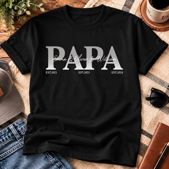 Papa, Daddy, Dad - Father's Day Gift With Kids' Names - Personalized Shirt