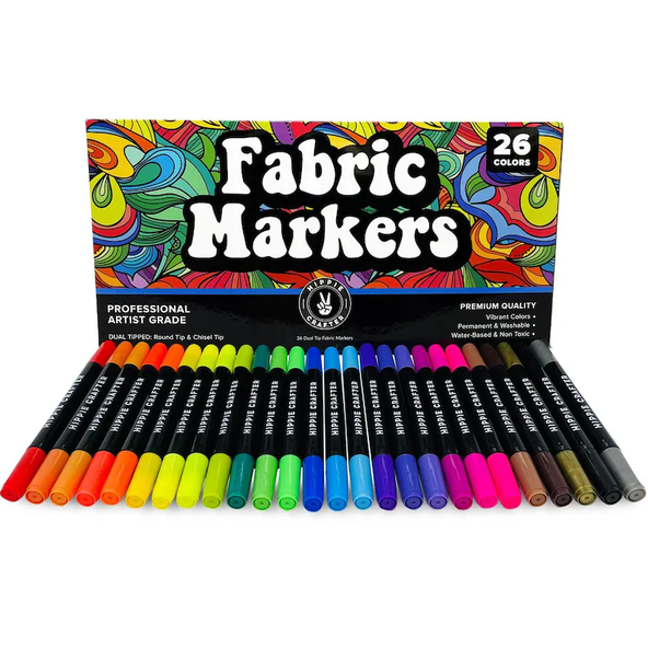 Fabric Markers 24 Pk-Pack Fabric Markers, Non-Toxic Ink for Graffiti & Crafts, DIY Clothing Decoration, Ideal Gift