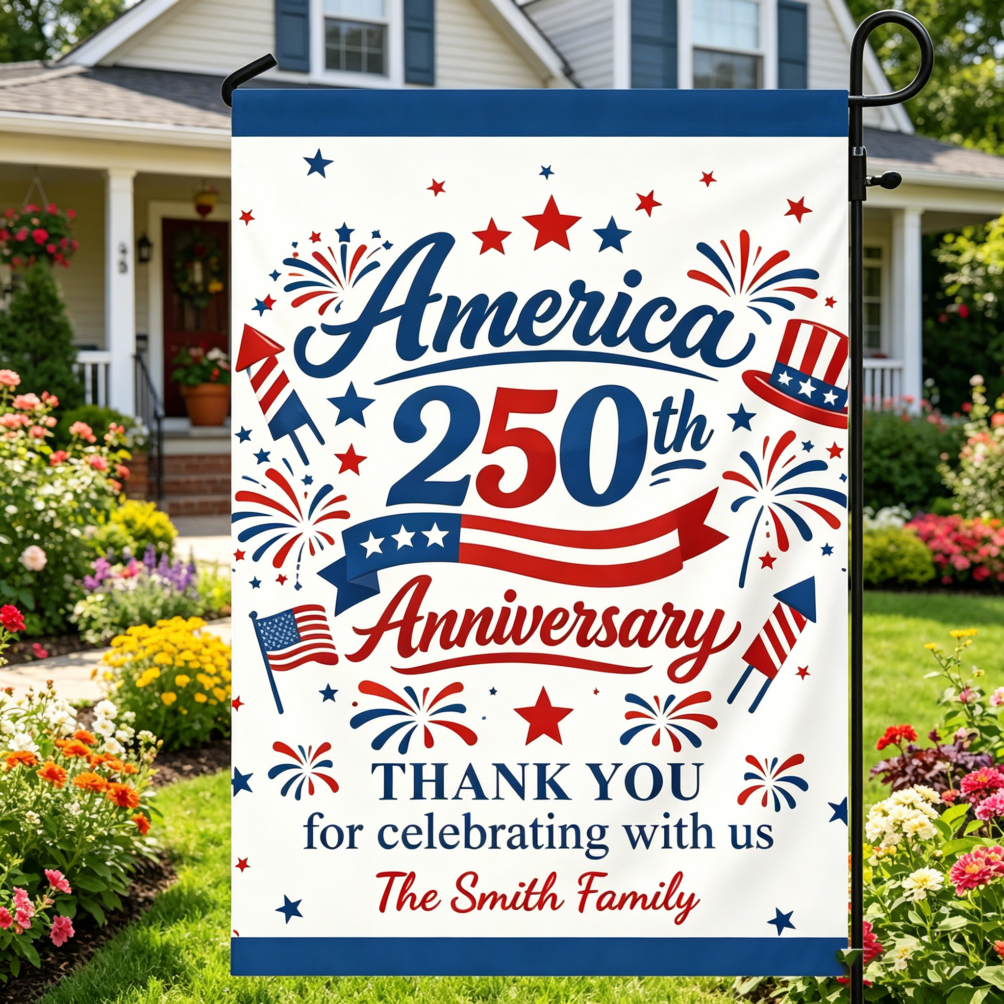 America 250Th Anniversary Thank You For Celebrating With Us - Personalized Garden Flag
