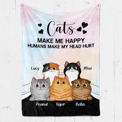 Fluffy Cat Personalized Fleece Blanket