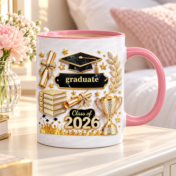 3D Effect Class Of Graduation - Personalized Mug - Graduation Gift, Keepsake For Daughter, Granddaughter