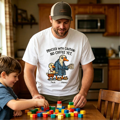 No Coffee Yet Custom Dad Name Shirt – Funny Father’s Day Gift for Dad & Husband