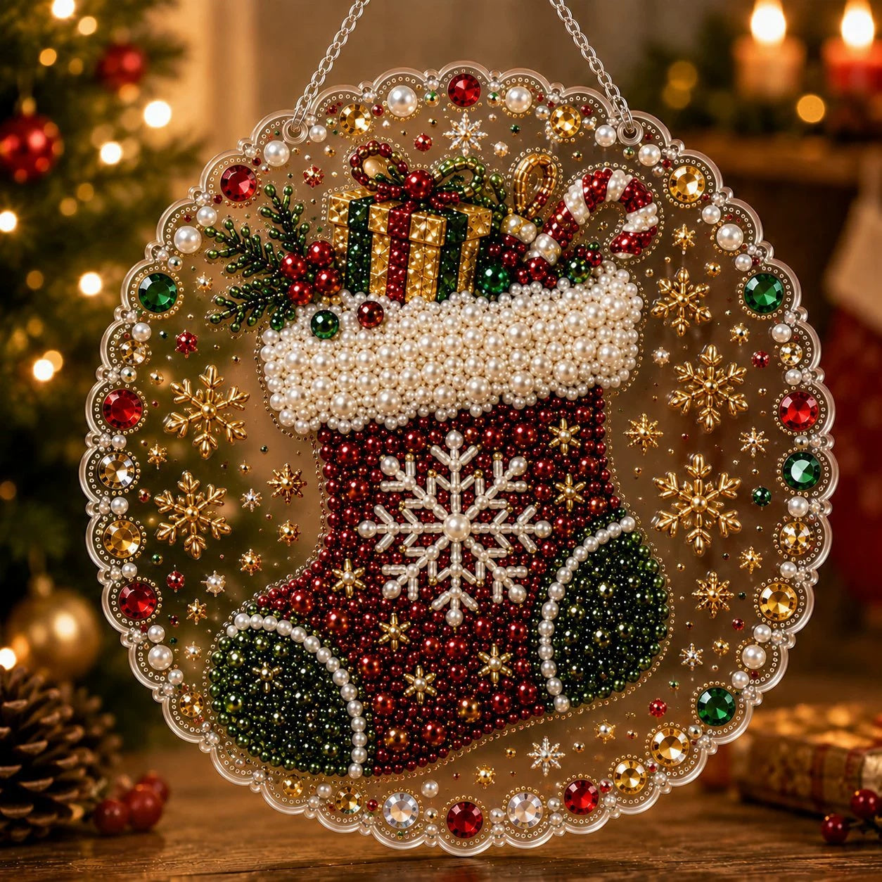 Pearl Art DIY Hanging Ornament Kit – Sparkling Handmade Christmas Tree Decoration, Holiday Craft Gift for Kids, Family & DIY Lovers