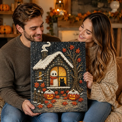 3D Pearl Art DIY Kit – Personalized Name Halloween Canvas Wall Decor for Spooky Decor & Gifts for Kids and DIY Lovers