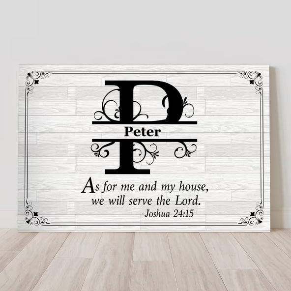 We Will Serve The Lord With Initials Of Family Name - Personalized Poster