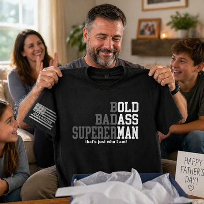 Bold Badass Superhuman Old Man - Personalized Sleeve Printed Shirt - Funny Father's Day Gift For Husband, Dad, Grandpa