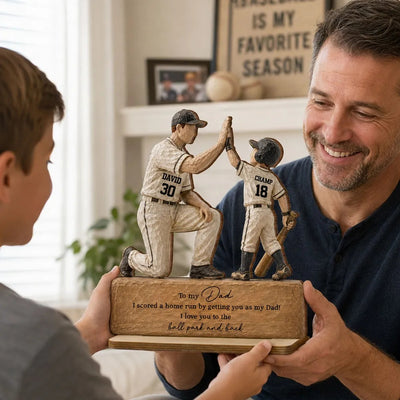 I Scored a Home Run with You as My Dad - Personalized 2-Layered Wooden Plaque - Father's Day Gift for Dad from Son Daughter