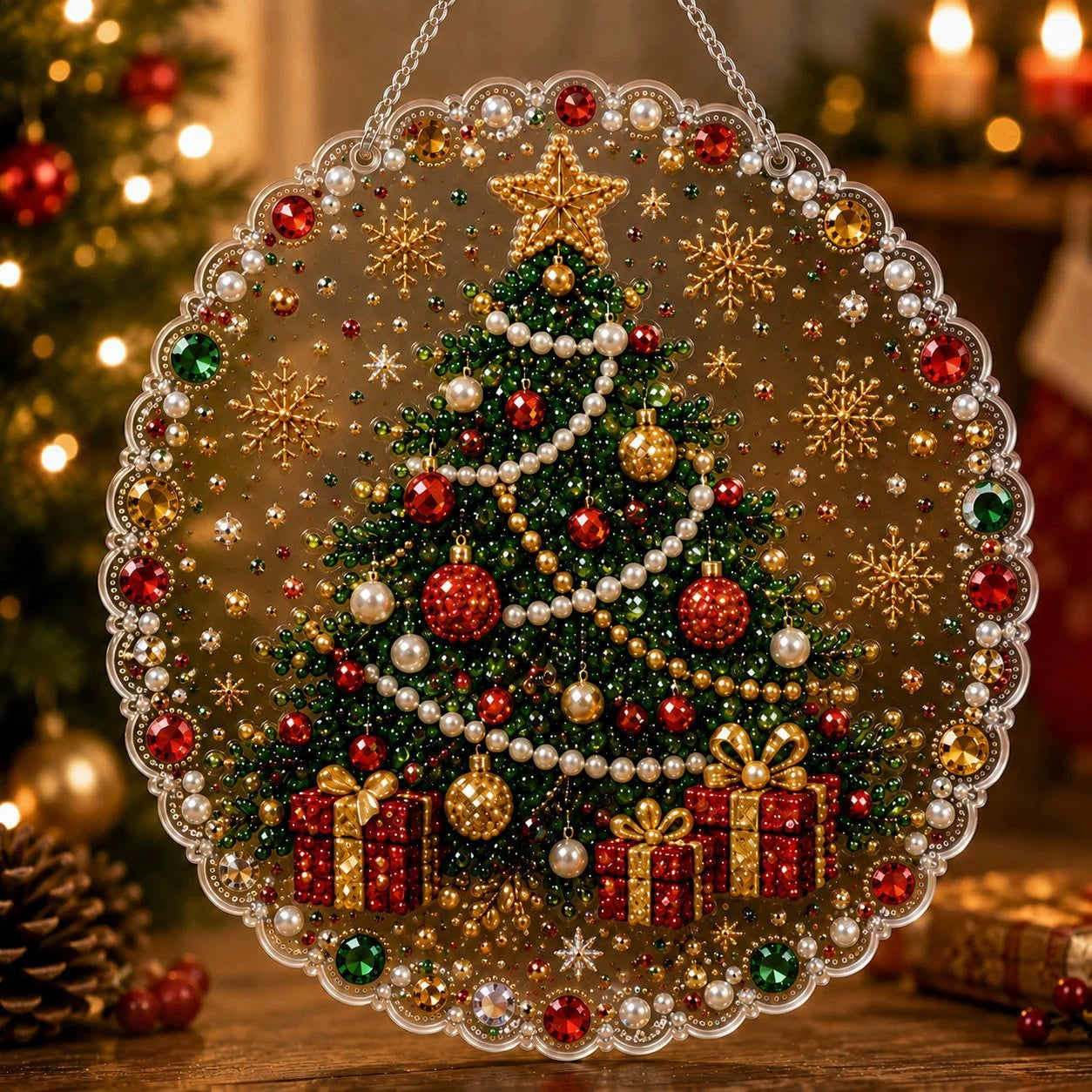 Pearl Art DIY Hanging Ornament Kit – Sparkling Handmade Christmas Tree Decoration, Holiday Craft Gift for Kids, Family & DIY Lovers