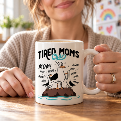 Tired Moms Club Seagull Mom Mom Mom - Personalized Mug - Funny Mother's Day Gift For Mom