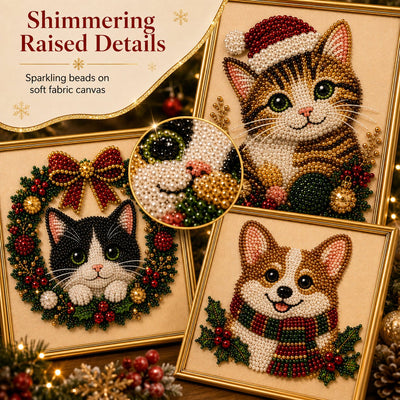 DIY Christmas Festive Pet Pearl Diamond Painting Art Kit With Frame