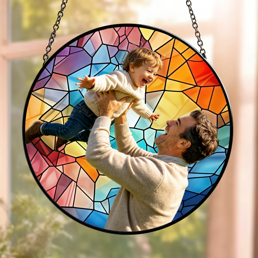 Custom Stained Glass Family Portrait Suncatcher, Personalized Window Hanging from Photo, Unique Picture Gift, Family Memory Art
