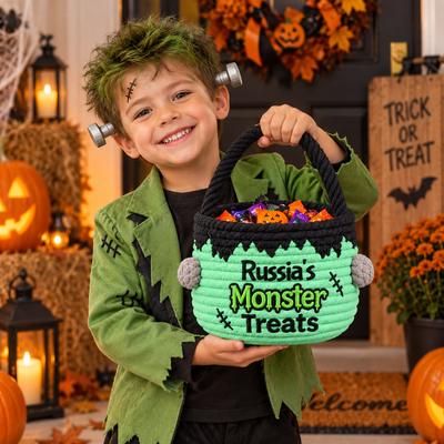 Custom Name Halloween Candy Basket, Personalized Trick or Treat Bag for Kids, Spooky Boo Bucket, Toddler Halloween Gift, Candy Bag