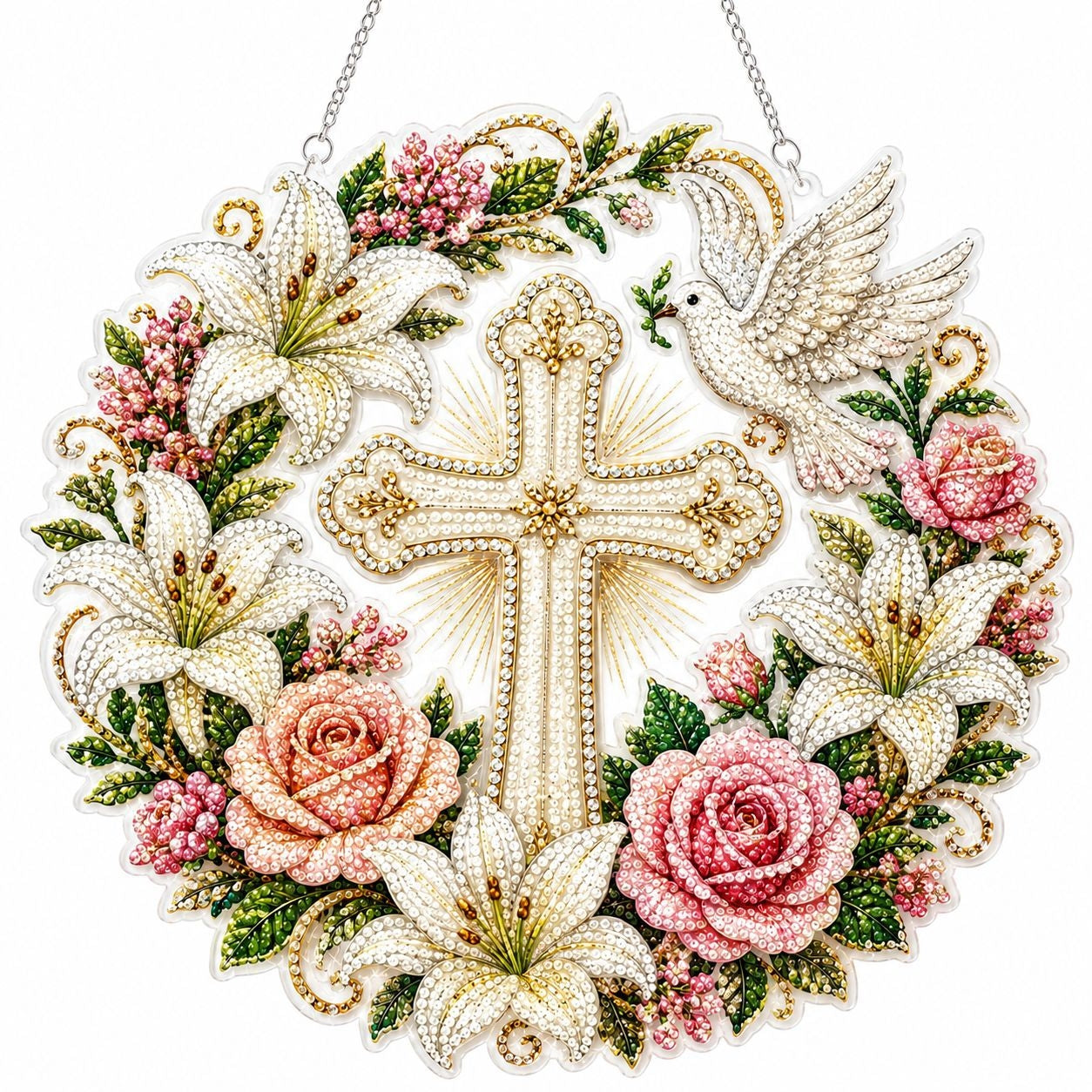 Halloween Wreath Diamond Painting DIY Kit, Acrylic Hanging Ornament for Window Home Decor