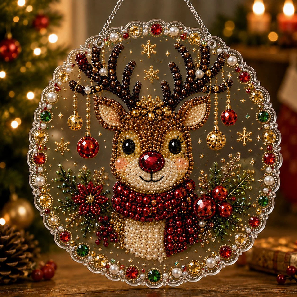 Pearl Art DIY Hanging Ornament Kit – Sparkling Handmade Christmas Tree Decoration, Holiday Craft Gift for Kids, Family & DIY Lovers