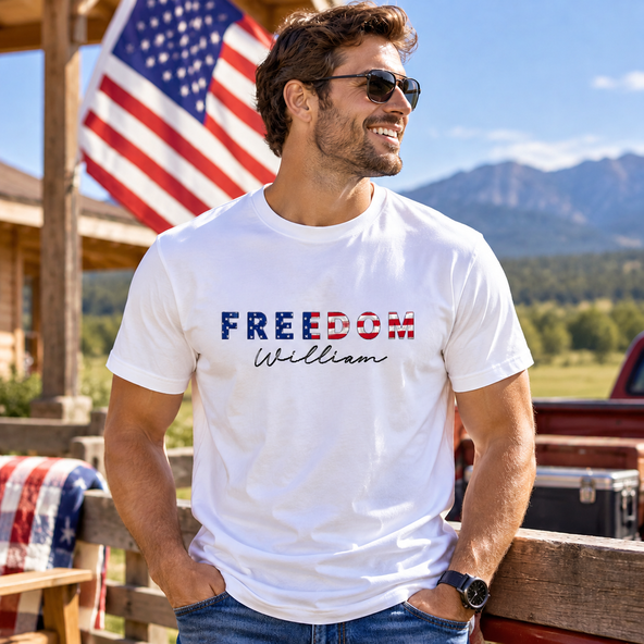 Patriotic Freedom Custom Name - Personalized Shirt - United States 250th Anniversary USA Patriotic