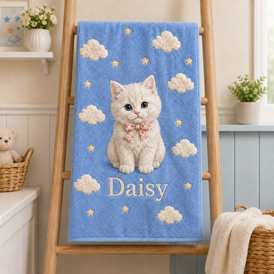 Personalized Embroidered Pet Towel, Custom Pet Pattern & Name, Soft Gift for Pet Lover, Pet Owner