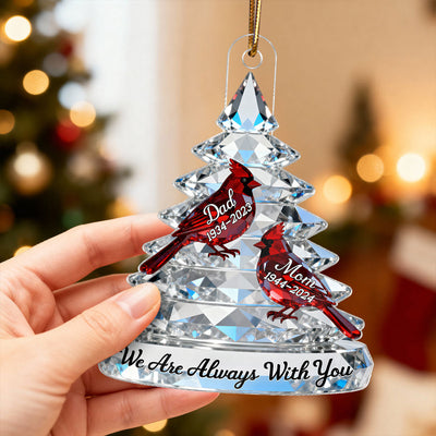 Memorial Tree Cardinals - Personalized Acrylic Ornament - Remembrance Gift, Sympathy Gift For Whole Family, Extended Family