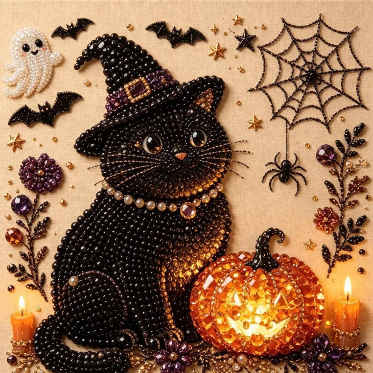 Halloween Ghost Pearl Art DIY Kit, Spooky Cute 3D Diamond Painting Crafts for Adults, DIY Fall Home Decor Wall Art, Beginner DIY Seasonal Party Gift