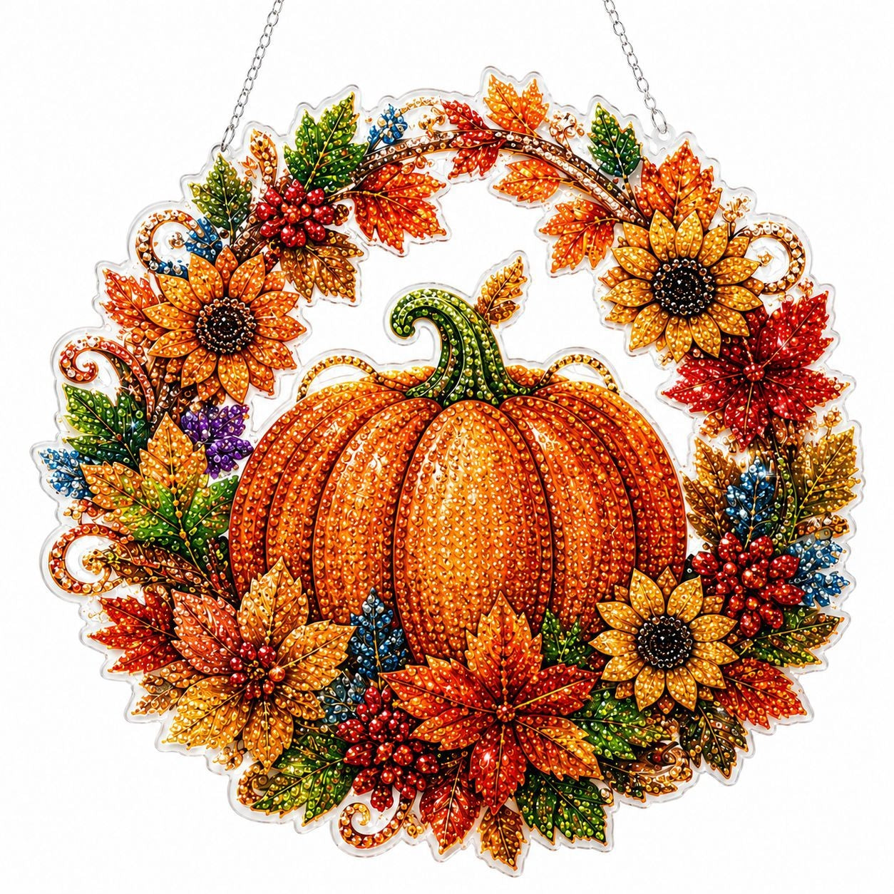 Halloween Wreath Diamond Painting DIY Kit, Acrylic Hanging Ornament for Window Home Decor