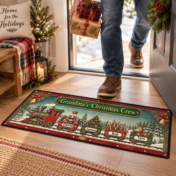 Christmas Train Family - Personalized Runner Rug