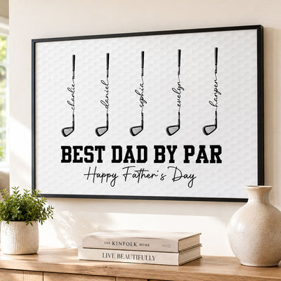 Golf Best Dad Grandpa By Par - Personalized Poster - Father's Day Gift For Dad, Grandpa