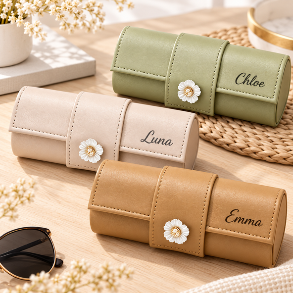 Personalized Eyeglasses Case, Magnetic Leather Sunglasses Case, Travel Accessory, Christmas Gift for Bridesmaids and Women