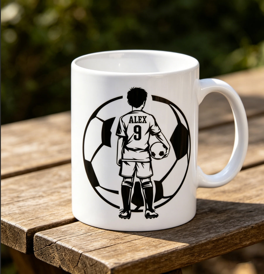 Custom Soccer Kid Mug, Father’s Day Coffee Cup, Personalized Gift for Dad, Family Soccer Team Mug