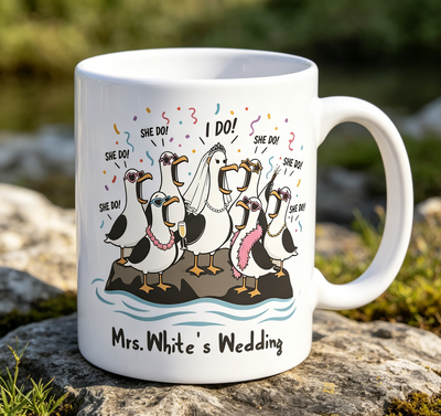 Personalized Seagull Bachelorette Party Mug - Funny Bride & Bridesmaids Wedding Coffee Cup, Gift for Best Friends